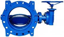 Затвор дисковый поворотный Benarmo Ду1200 Ру16 чугунный диск и корпус, фланцевый с редуктором, уплотнение EPDM, с двойным эксцентриситетом