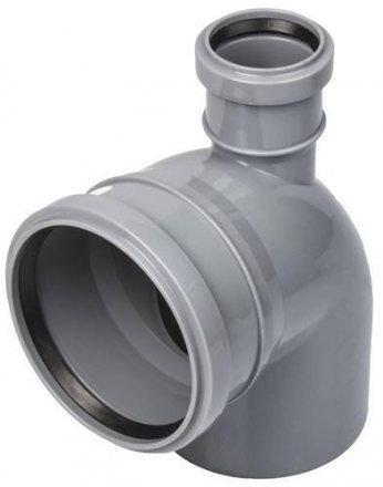 Отвод с выходом фронтально-вверх серый PP-H
