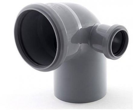 Отвод с выходом правый серый PP-H