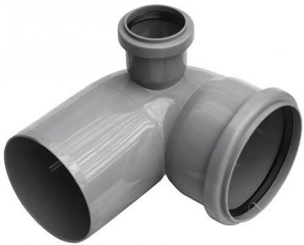 Отвод с выходом левый серый PP-H