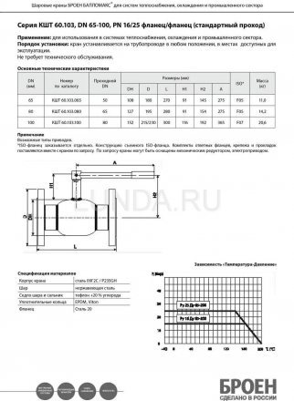 Шаровой стальной кран фланец/фланец, с рукояткой, Broen Ballomax Ду 65 Ру 25 КШТ 60.103.065.А