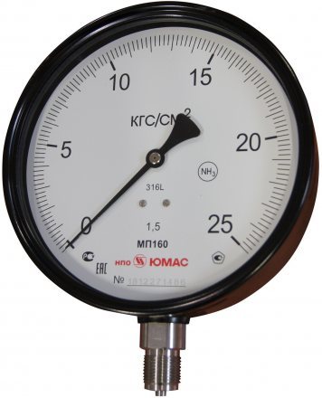 Манометр аммиачный НПО ЮМАС МП100НН