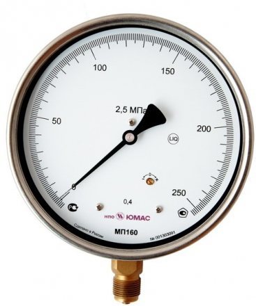 Манометр эталонный НПО ЮМАС условная шкала МПЭ250Н