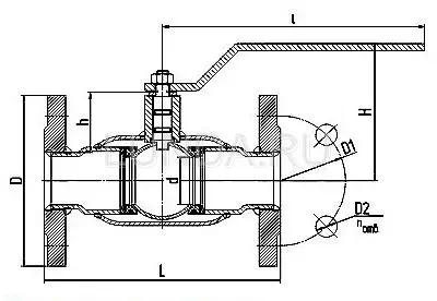 Шаровой стальной кран фланец/фланец полнопроходной, с рукояткой, LD Ду 200 Ру 25 КШ.Ц.Ф.200.025.02полн