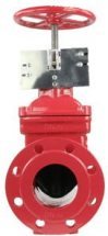 Задвижка клиновая ABRA A40 Ду125 красная пожарная с индикатором положения и концевыми выключателями со штурвалом