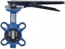 Затвор дисковый поворотный Benarmo Ду32 Ру16 чугунный с нержавеющим диском, уплотнение EPDM, межфланцевый с рукояткой