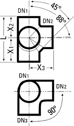Крестовина двухплоскостная 88° SML Duker с удлиненной стороной