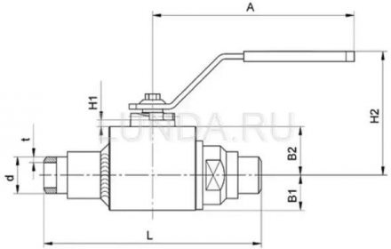 Шаровой стальной кран для газа сварка/сварка полнопроходной, с рукояткой серия 70.112, Broen Ballomax Ду 50 КШГ 70.112.050.А