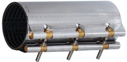 Хомут ремонтный нержавеющий с латунным крепежом одинарный Dn167-177 L600