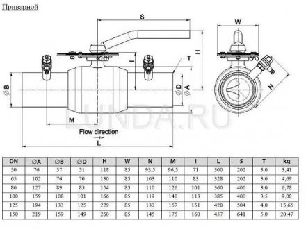 Регулирующий кран JiP BaBV3-WW сварка/сварка, балансировочный, Danfoss Ду 50 Ру 25 065N9505G