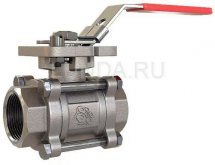 Кран шаровой полнопроходной трехсоставной из нержавеющей стали с ISO-фланцем, Rushwork Ду 50 Ру 63 7025-050-63