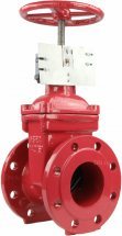 Задвижка клиновая ABRA A40 Ду150 Ру16 красная пожарная с индикатором положения и концевыми выключателями со штурвалом