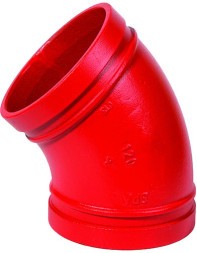 Грувлочное колено мод.120L x 45° 34,4 бар, цвет красный, FM/UL