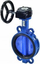 Затвор дисковый поворотный Benarmo Ду450 Ру10/16 чугунный диск и корпус, уплотнение EPDM, межфланцевый с редуктором