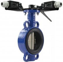 Затвор поворотный ABRA BUV-VF826D Ду50 Ру16, корпус - серый чугун EN-GJL-250, диск - ковкий чугун EN-GJS-400-15, уплотнение - EPDM, с рукояткой, с двумя концевыми датчиками и кронштейном для крепления концевых выключателей