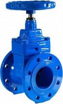 Задвижка клиновая REON RSV04 Ду600 Ру10/16 с обрезиненным клином, фланцевая синяя, корпус - чугун, уплотнение - EPDM