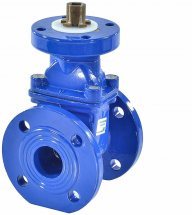 Задвижка клиновая Китай 30ч939р Ду50 Ру10 аналог МЗВ фланцевая синяя, корпус - чугун, обрезиненный клин, Тмакс=120°C, с невыдвижным штоком под привод